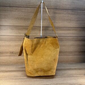 New With Tag Margot New York Kaye Bucket Tote Bag Suede Leather Yellow Gold $158